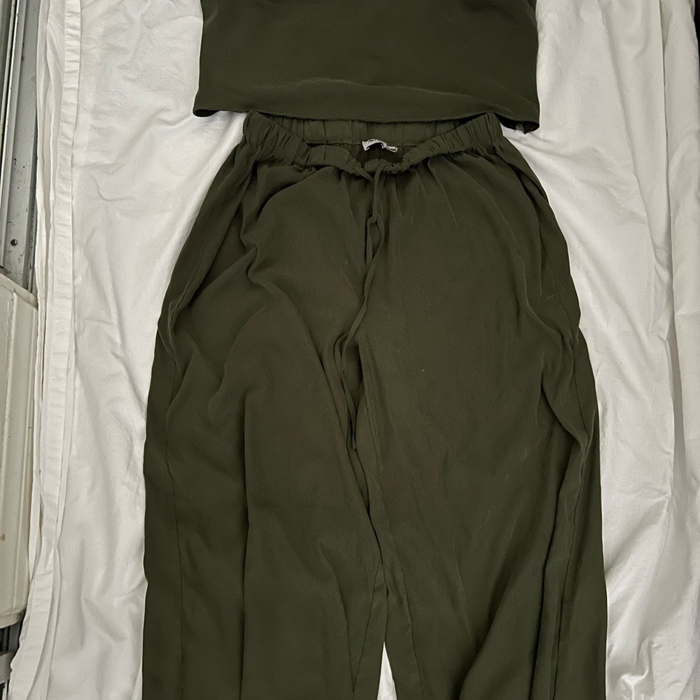 Princess Polly Olive Green Wide Leg Drawstring Pants